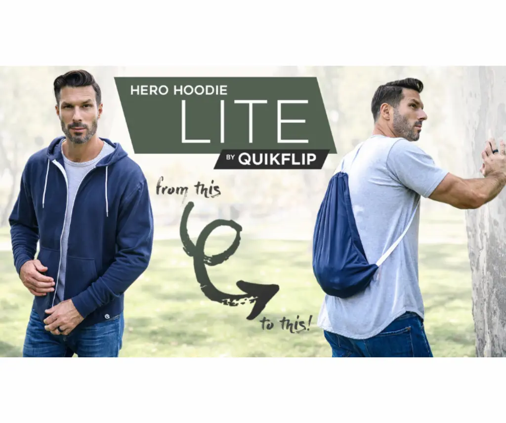 QUIKFLIP Hoodies convert to a backpack