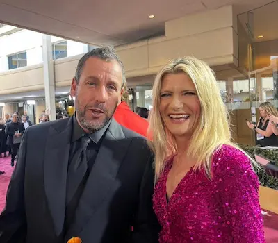 Anna Karolina Heinrich & Adam Sandler at Golden Globes 2025 Red Carpet