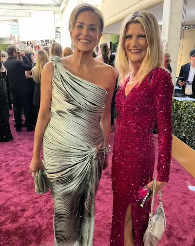Anna Karolina Heinrich und Sharon Stone Golden Globes 2025 Red Carpet