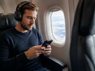 Flugmodus am Smartphone im Flugzeug